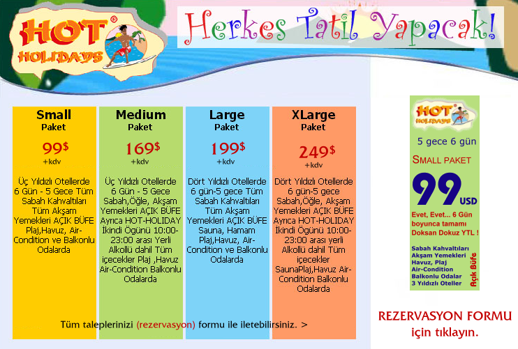 Hot Holiday Tatil Paketleri Tatil Promosyonlar�