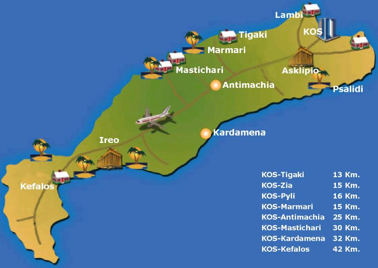 Kos Adası Haritası