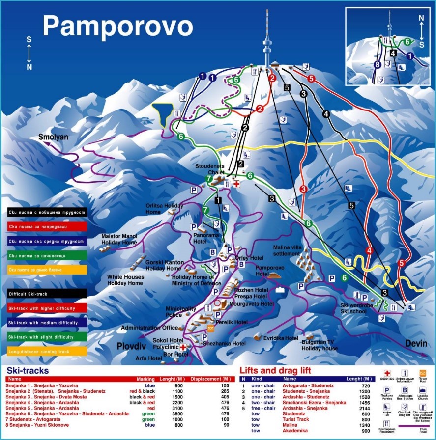 Bulgaristan Pamporovo Kayak Pisti Haritası